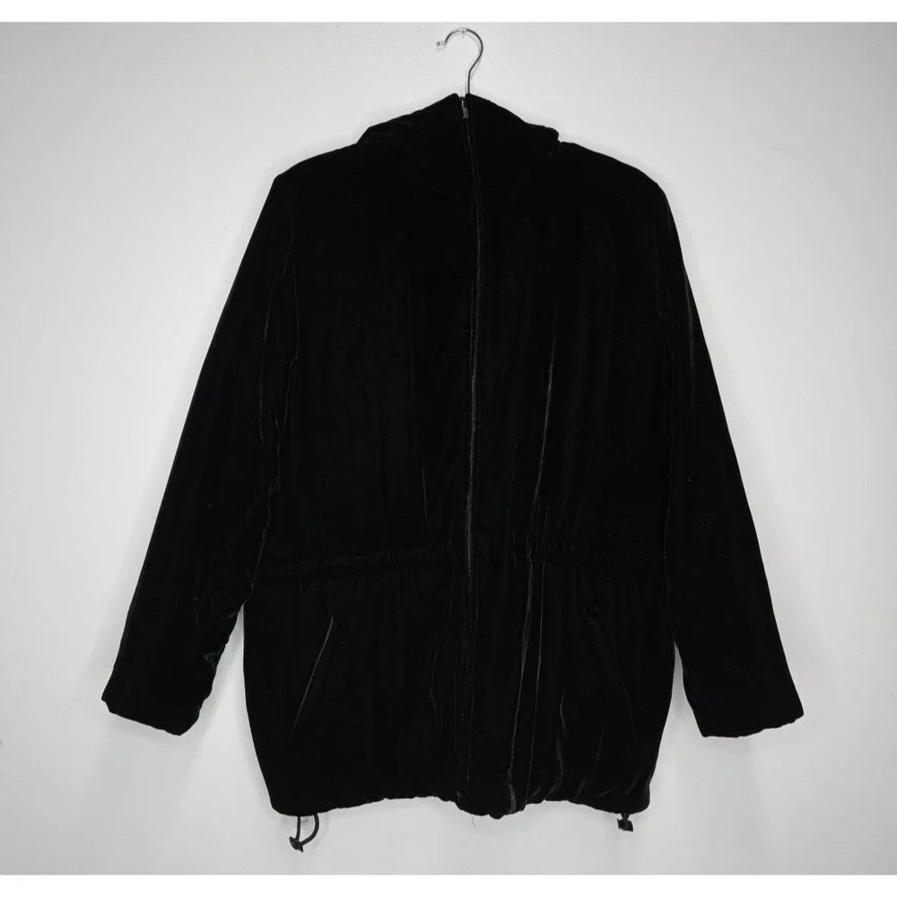 Black Label Lauren by Ralph Lauren Velvet Faux-Fur Hooded Puffer Parka Coat S